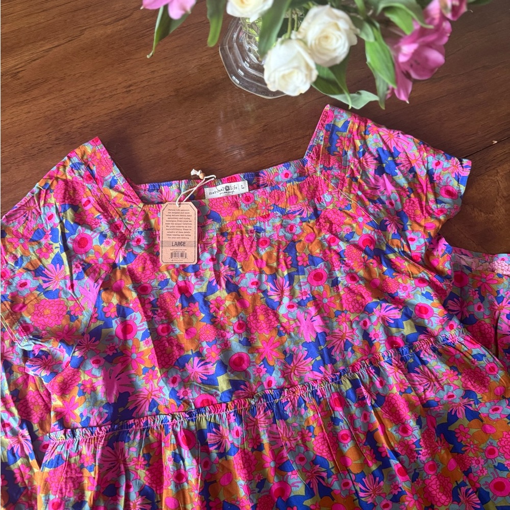 Natural Life - Vibrant Floral Midi Dress NWT